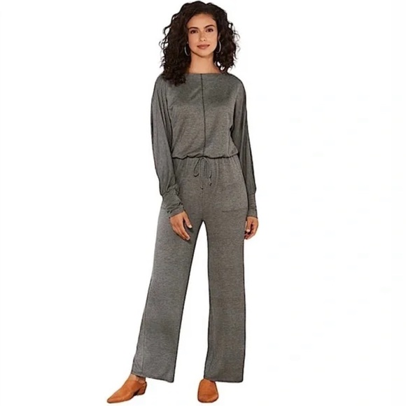 SOFT SURROUNDINGS Hideaway Jumpsuit Terry Cloth XL Lagenlook Straight Wide Leg - Picture 2 of 15